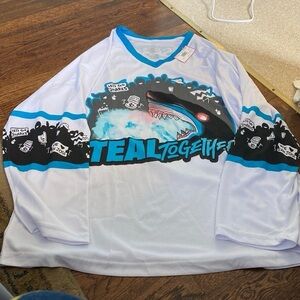 Sealed teal San Jose sharks jersey Teal and White Graphic Long Sleeve Shirt